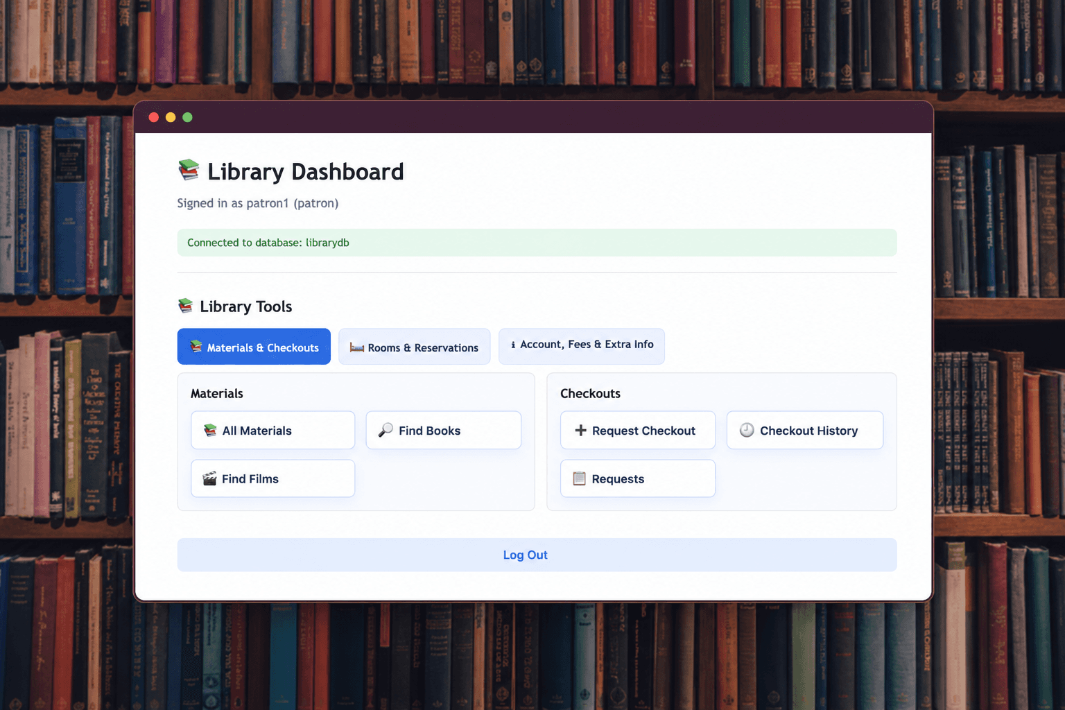 Library database connecting books, patrons, reservations, and catalog records